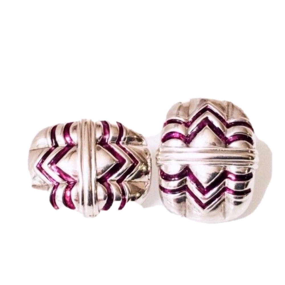 Vintage Gucci Sterling Silver Enamel Earrings